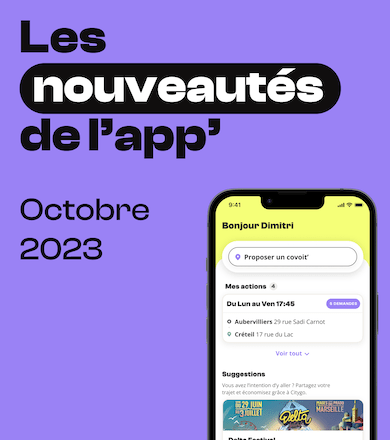 Les nouveautés de l'app en octobre 2023